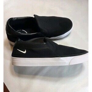 Nike Court Legacy Slip On Sneakers Womens 8.5 Black Canvas Skate Shoes CW6540